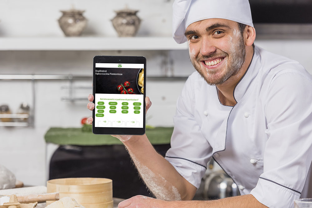 Chef con Tablet per menu online